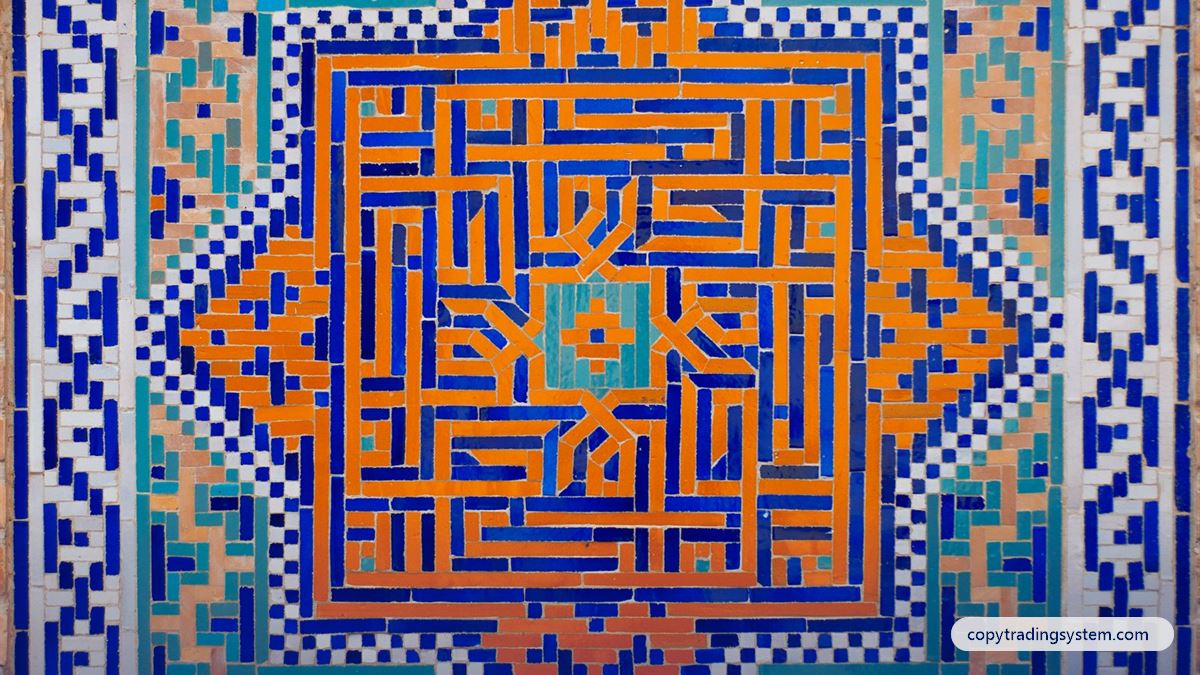Is copy trading halal: colourful Islamic geometric tile art